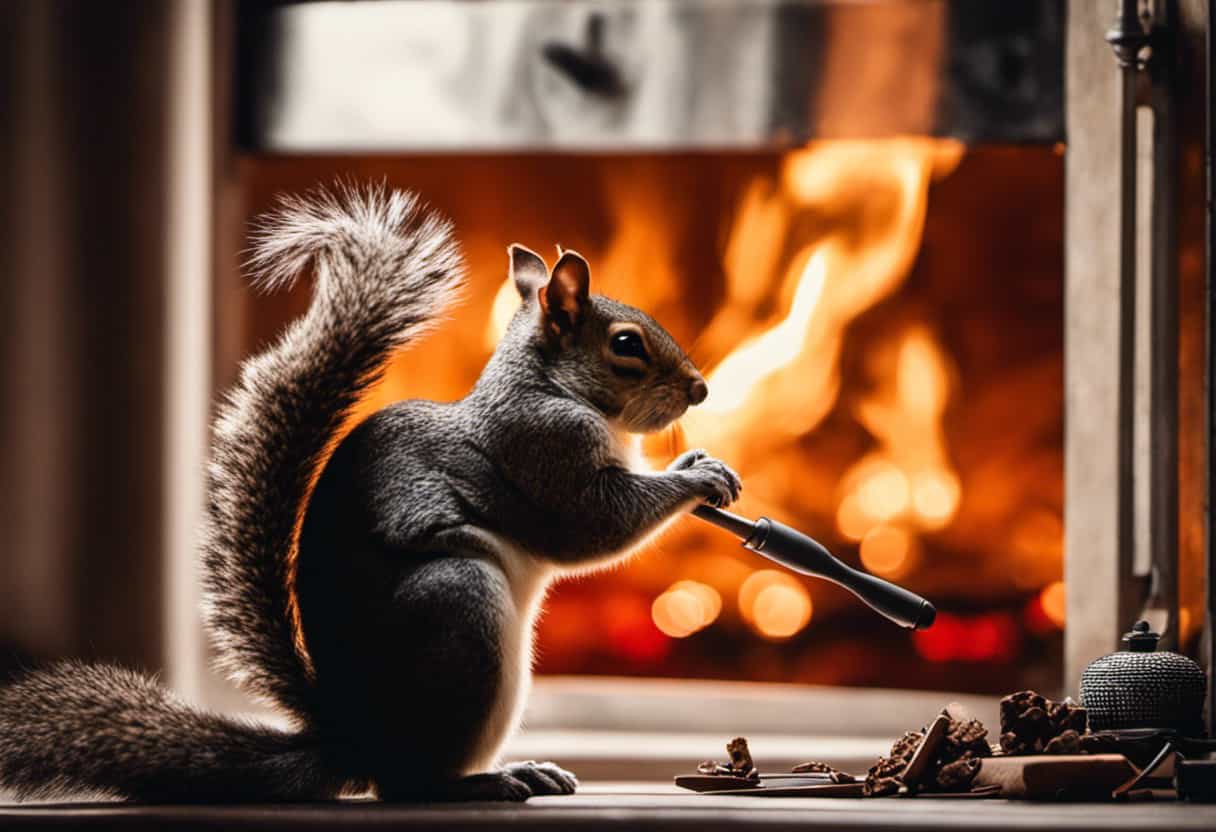 An image capturing the process of safely removing a squirrel from your fireplace
