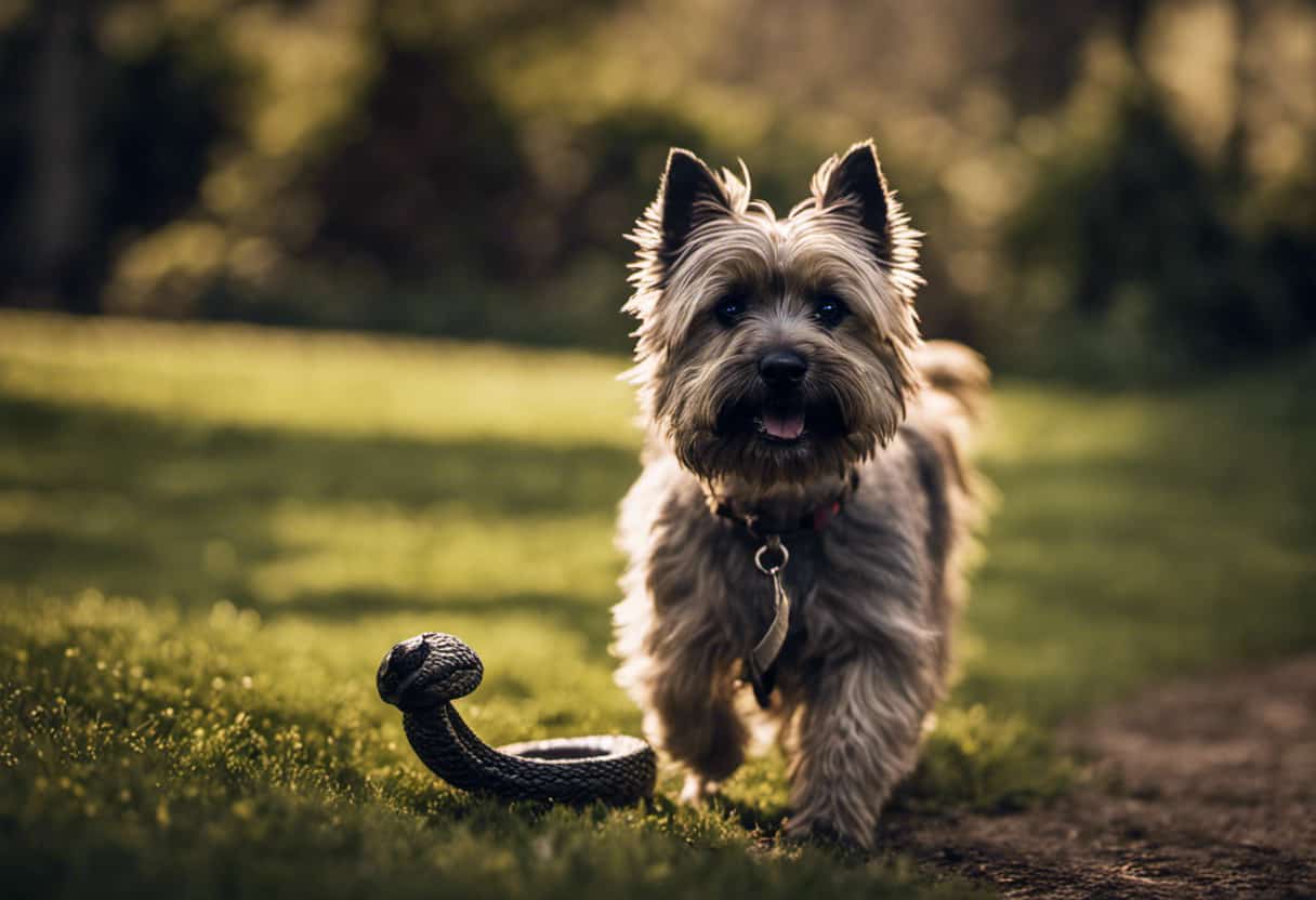An image showcasing the Cairn Terrier's remarkable snake control skills