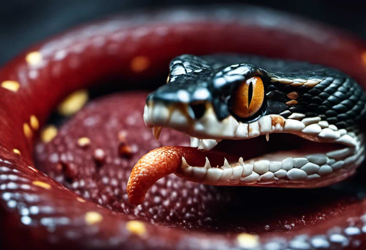 An image featuring a close-up of a snake's mouth, highlighting inflamed gums, white patches, and redness