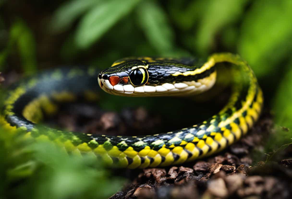 An image showcasing the vibrant beauty of the Garter Snake, a non-venomous species
