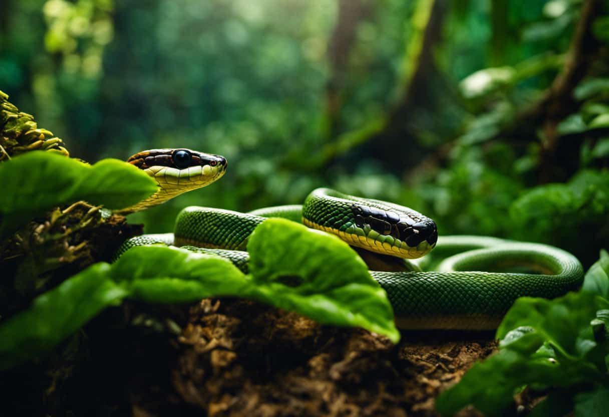 An image showcasing a serene, lush rainforest scene