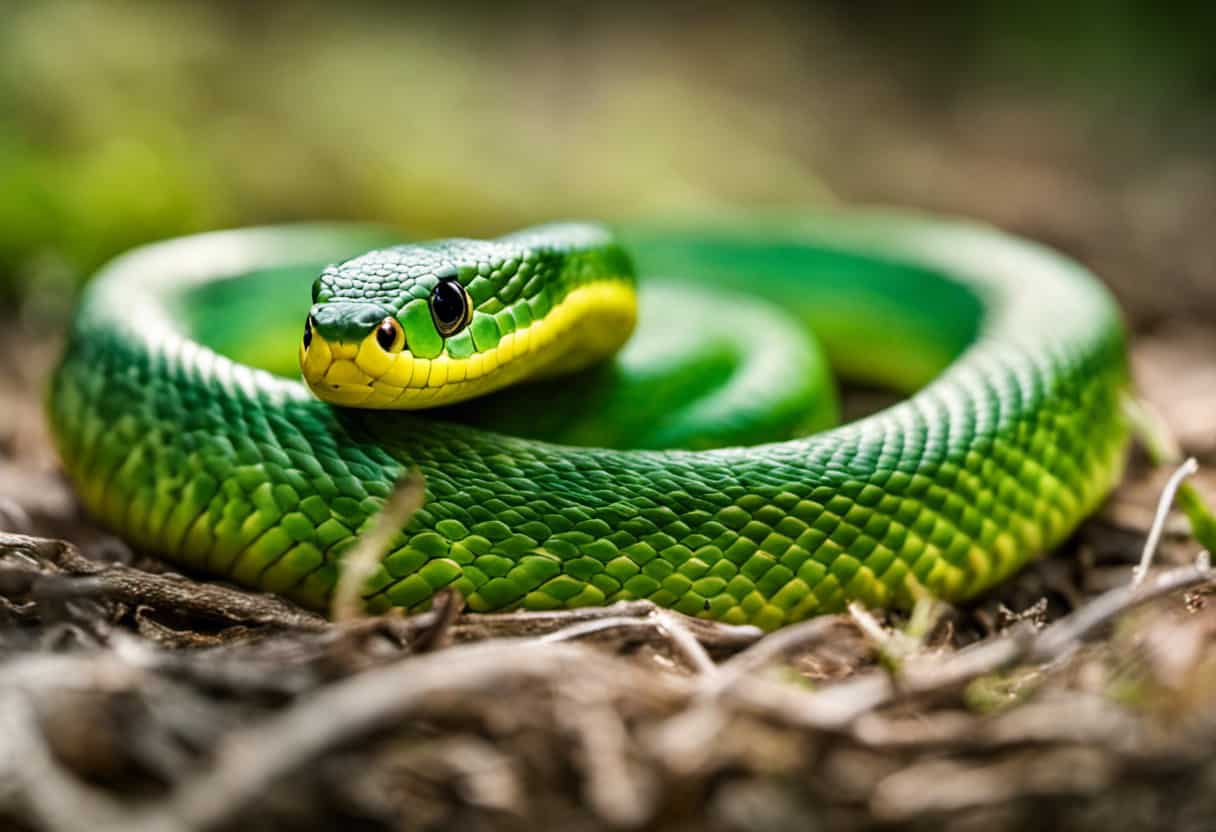 An image showcasing the intricate life cycle of Rough Green Snakes
