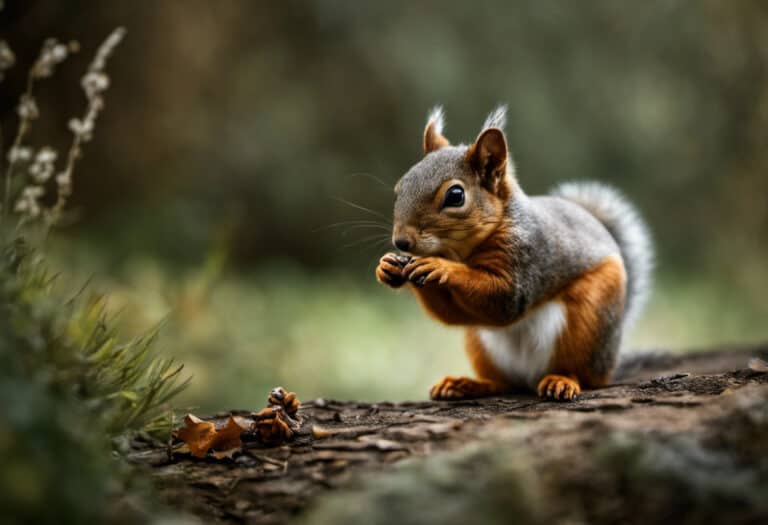 An image capturing a person's outstretched hand, gently brushing a fluffy squirrel's back, highlighting the squirrel's alert eyes, soft fur, and delicate paws