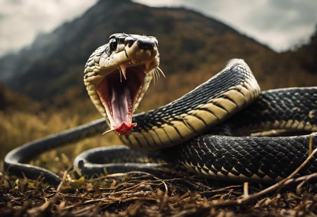An image depicting a massive snake with an elongated, unhinged jaw, showcasing its incredible ability to consume large prey