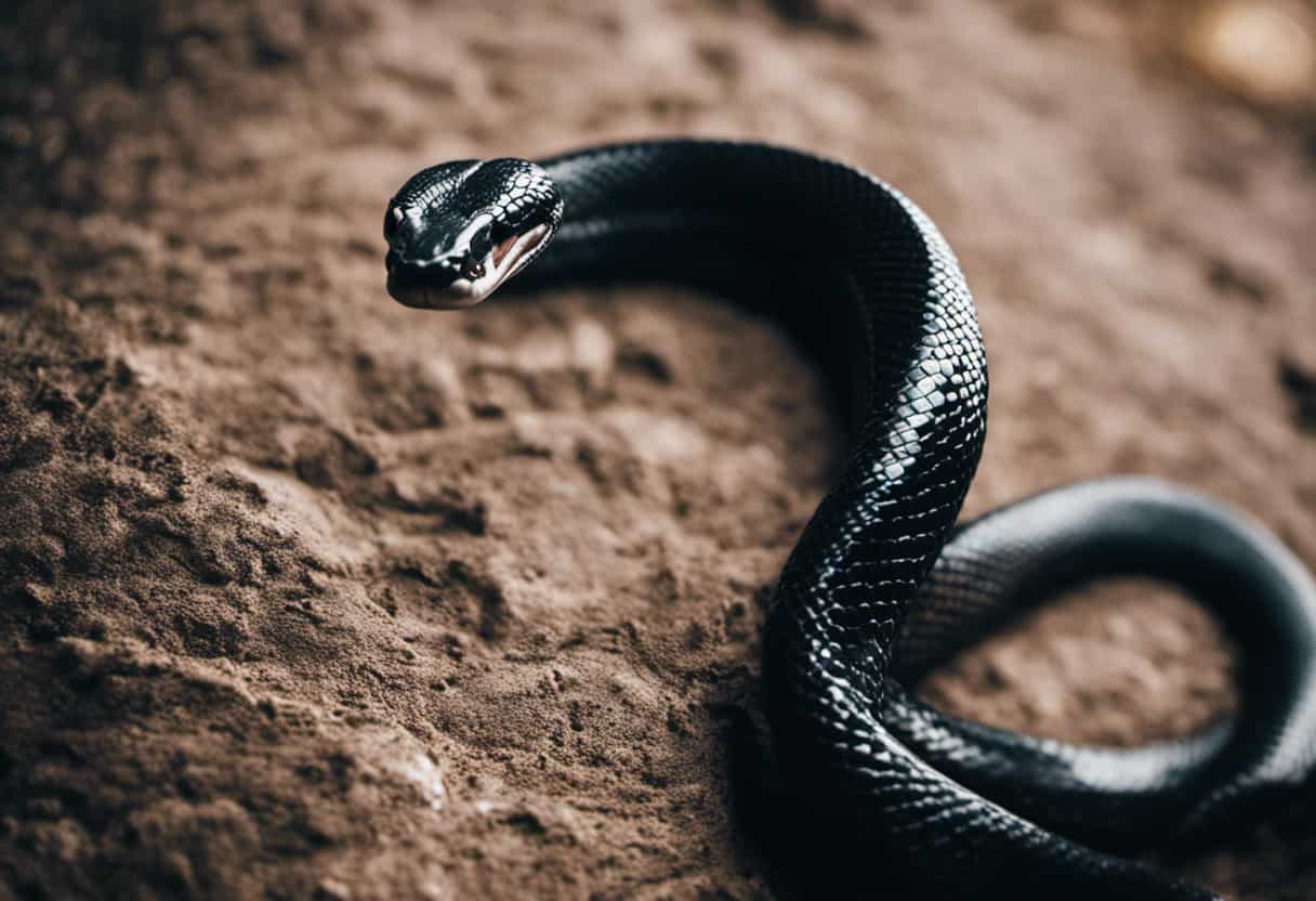 An image capturing the jaw-dropping moment as a sleek black snake effortlessly scales a vertical wall, showcasing its remarkable adaptations: sinewy muscles coiling, scales gripping the surface, and its body defying gravity