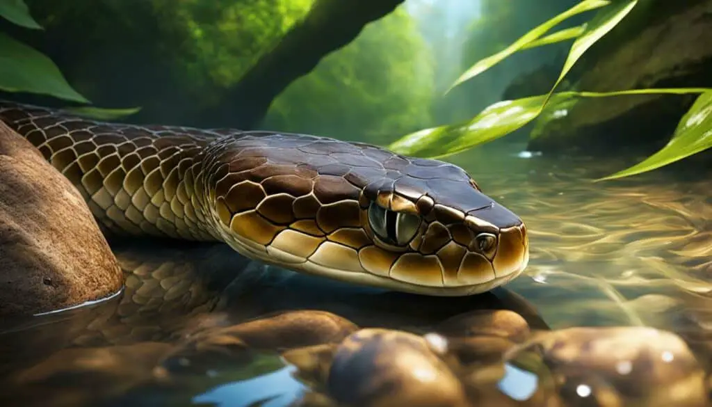 copperhead snake and water