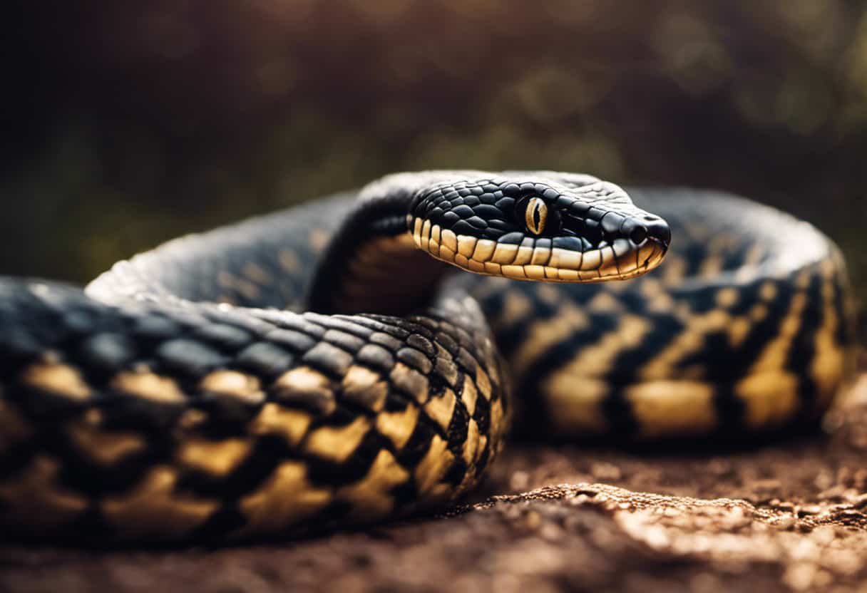 An image showcasing a mesmerizing, hooded cobra with its scales shimmering under the sunlight, capturing the distinct features that distinguish it as a snake rather than a serpent