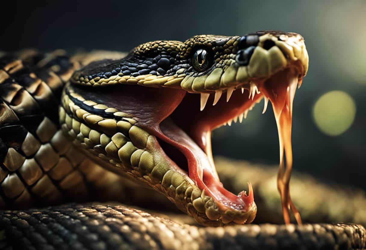An image showcasing the intricate mechanics of snake venom production