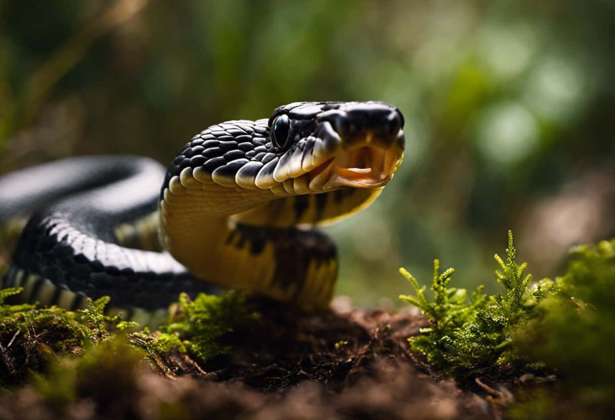 An image showcasing a snake's forked tongue in action, capturing its incredible ability to sense chemicals in the air