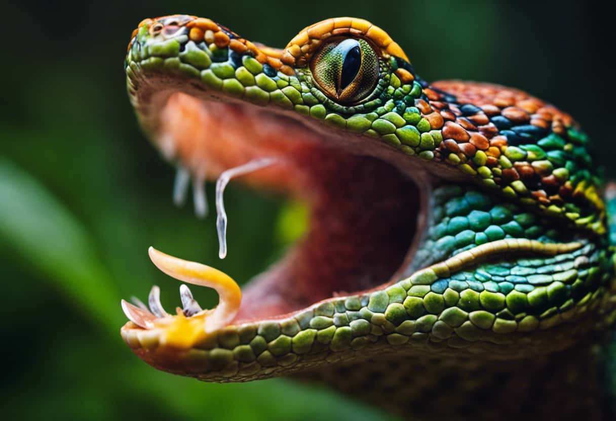 An image that showcases the intricate beauty of snake tongues by juxtaposing them with the tongues of other animals, such as lizards, frogs, and chameleons, revealing their unique adaptations for survival through visual cues
