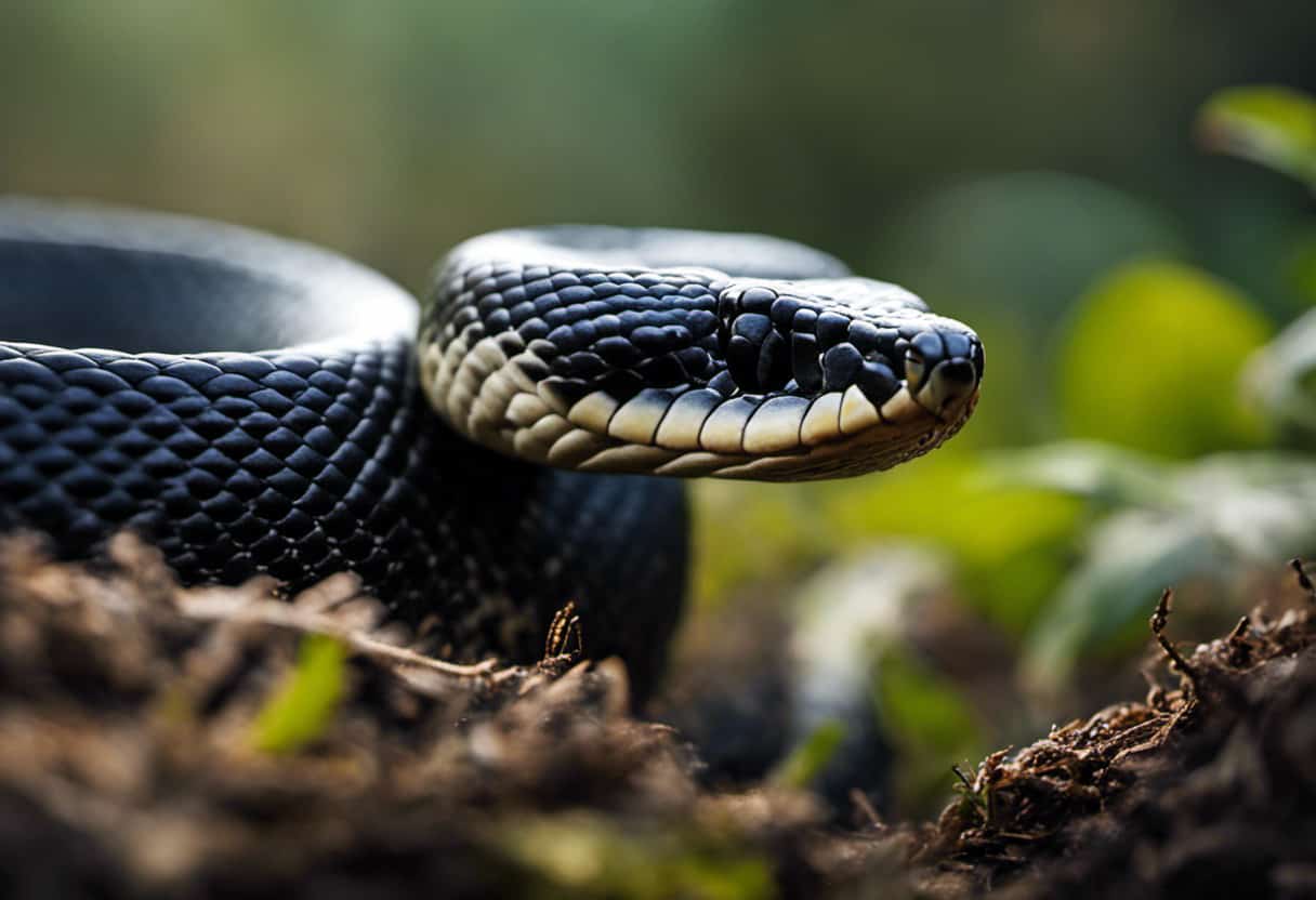 An image showcasing the symbiotic relationship between black snakes and rattlesnakes