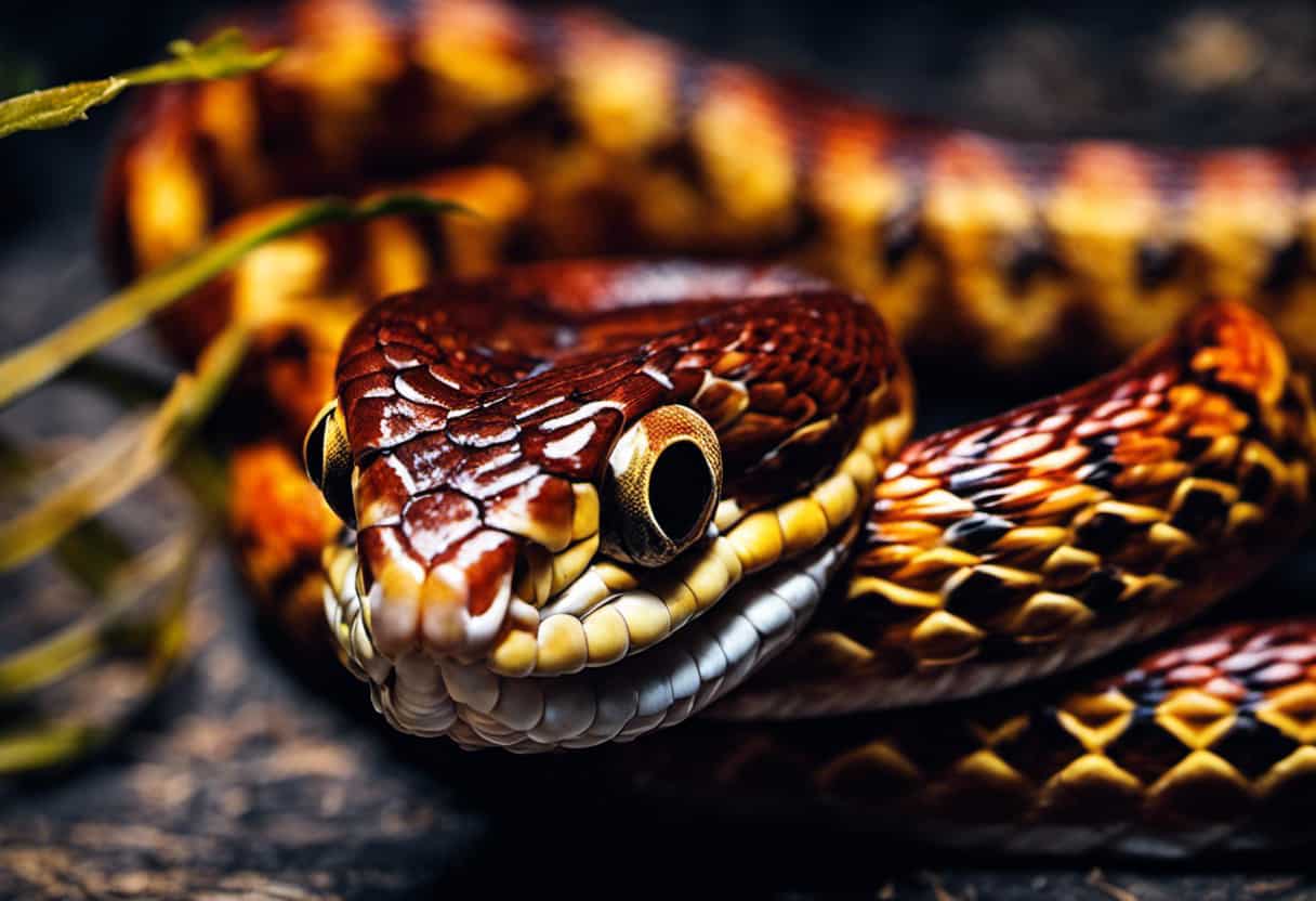An image capturing a close-up of a corn snake's mouth, showcasing its sharp teeth and coiled body language, subtly hinting at the factors that influence their biting tendencies