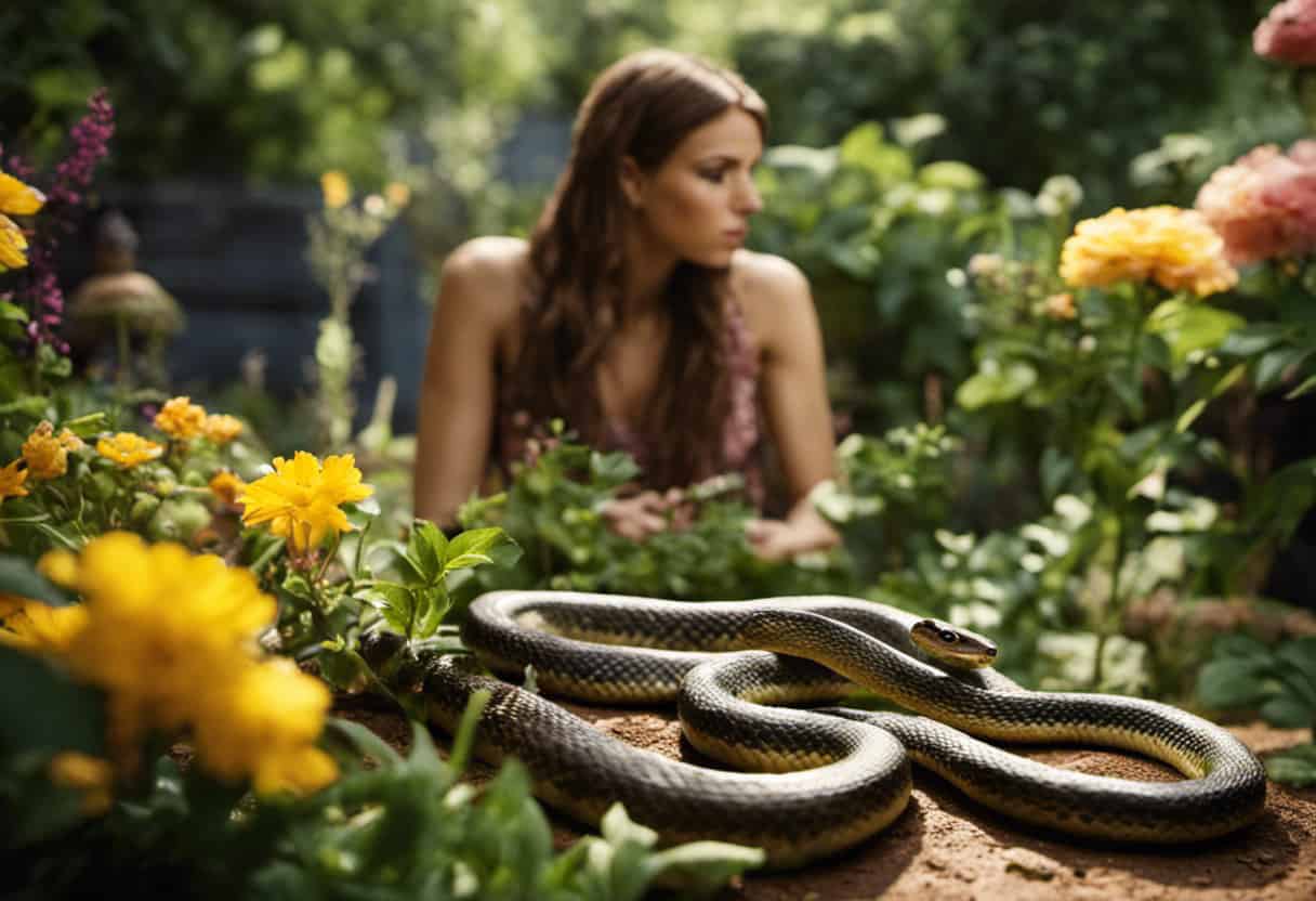 An image capturing the harmony between humans and garter snakes
