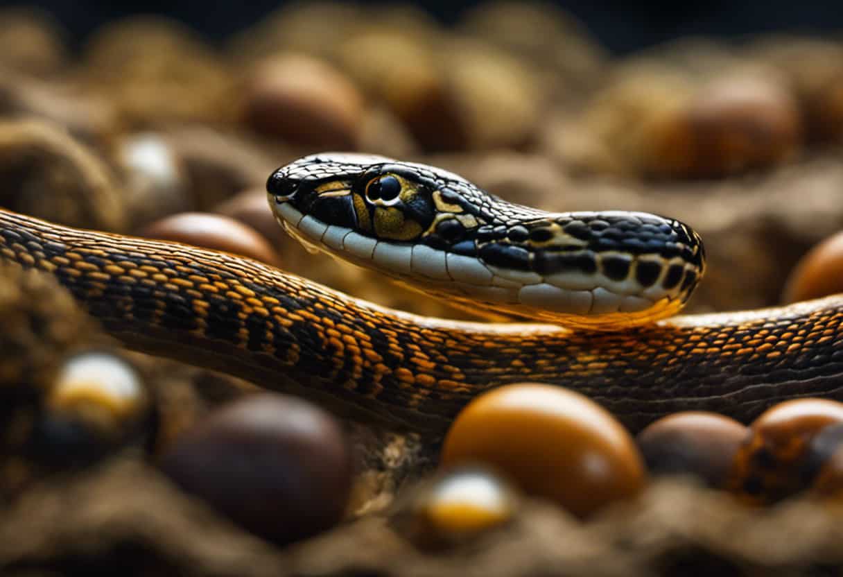 An image that showcases the intricate process of garter snake egg incubation