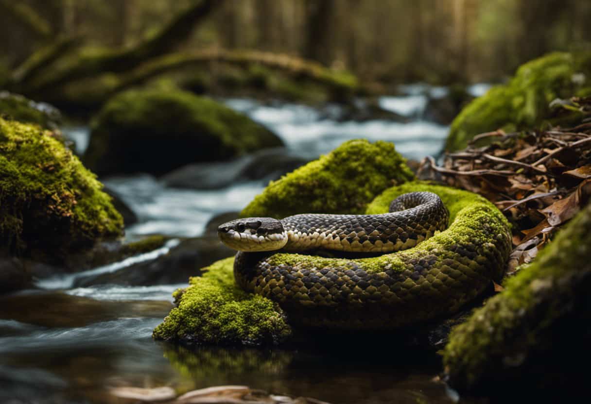 An image capturing the mesmerizing world of the Timber Rattlesnake's aquatic dens