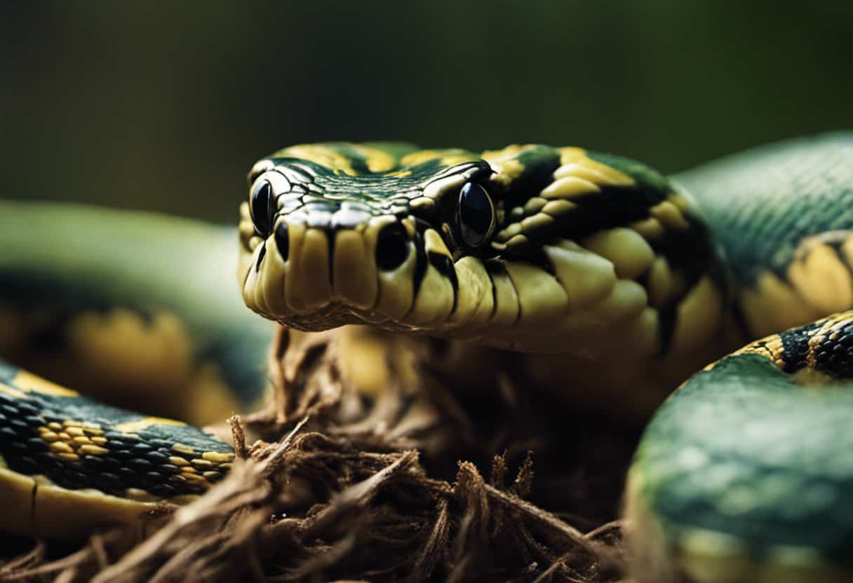 An image highlighting the unique jaw structure of snakes, showcasing their flexible, unhinged lower jaw attached to elastic ligaments, allowing them to engulf prey larger than their own head size