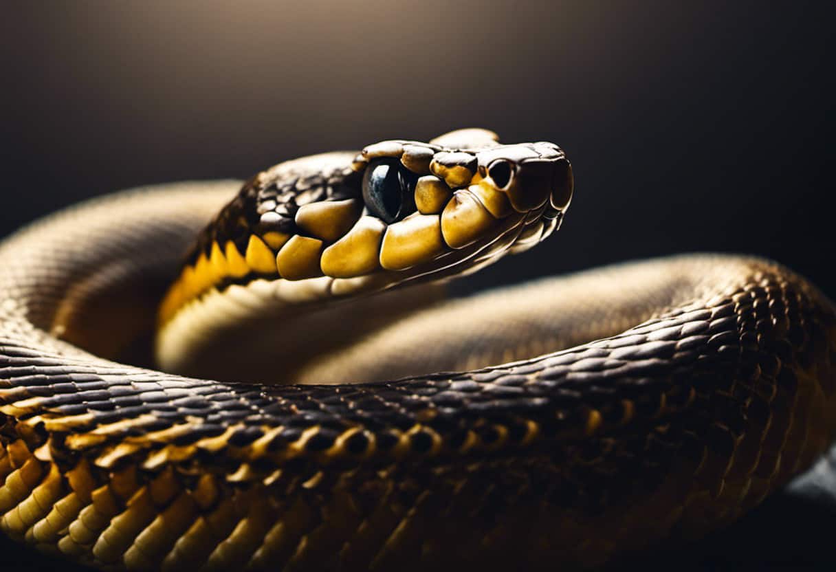 An image depicting a close-up view of a snake's flicking tongue, capturing the intricate texture and graceful movement