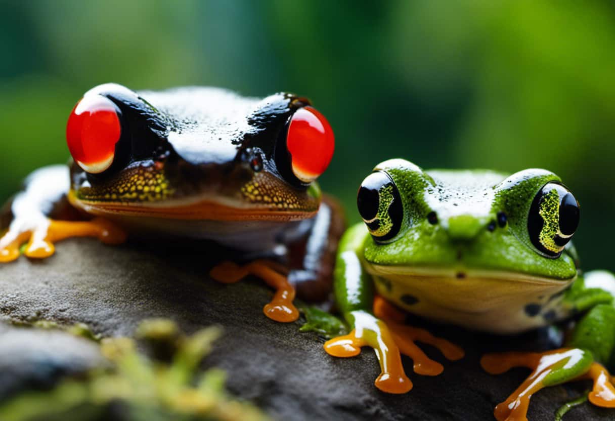 An image that showcases diverse frog species, highlighting their unique colors, patterns, and sizes