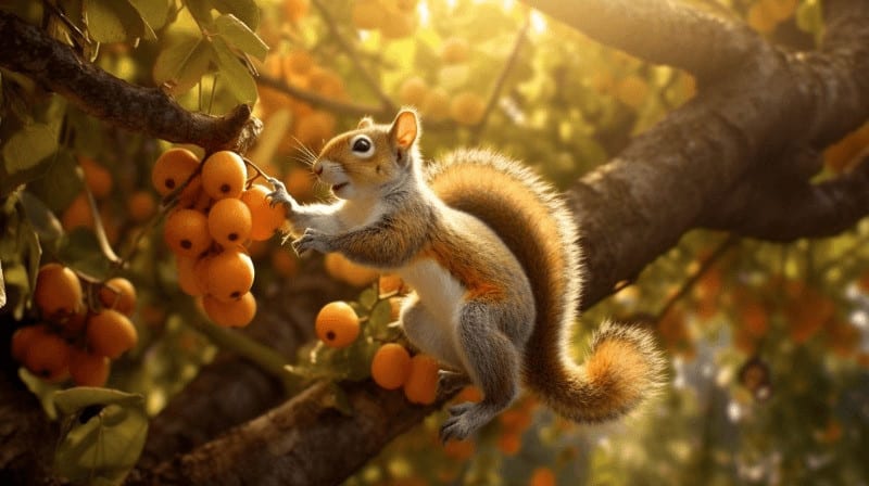 How Do Squirrels Interact with Oranges