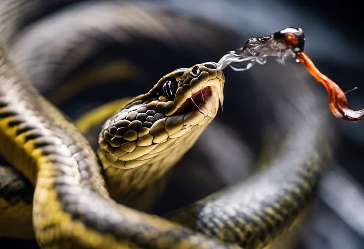 An image depicting a snake with a clearly visible transparent windpipe, showcasing the unique anatomy that allows them to breathe through their trachea while swallowing prey, highlighting the importance of conservation efforts for these fascinating creatures