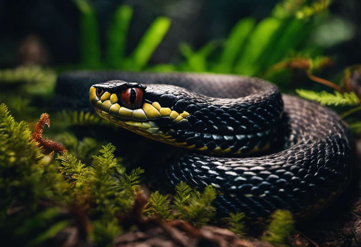 An image showcasing the contrasting habitats of venomous and non-venomous snakes