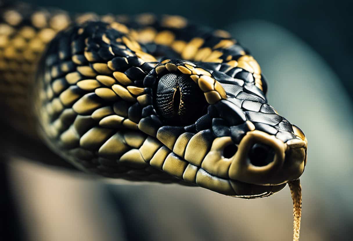 An image showcasing a close-up of a snake's head, capturing its intricate nostrils