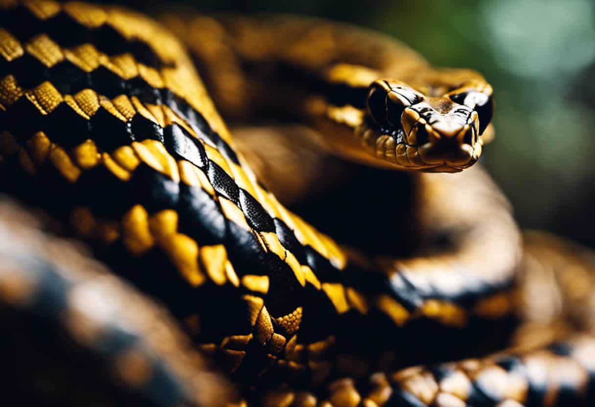 An image showcasing a close-up of a snake's head, emphasizing its heat-sensitive sensory pit