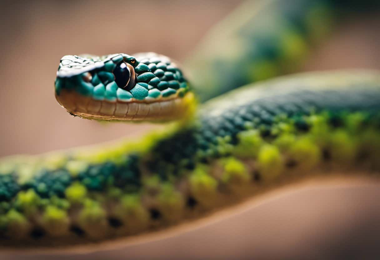 An image showcasing a tiny snake coiled around a freshly caught insect, highlighting the crucial connection between a little snake's diet and its growth and survival