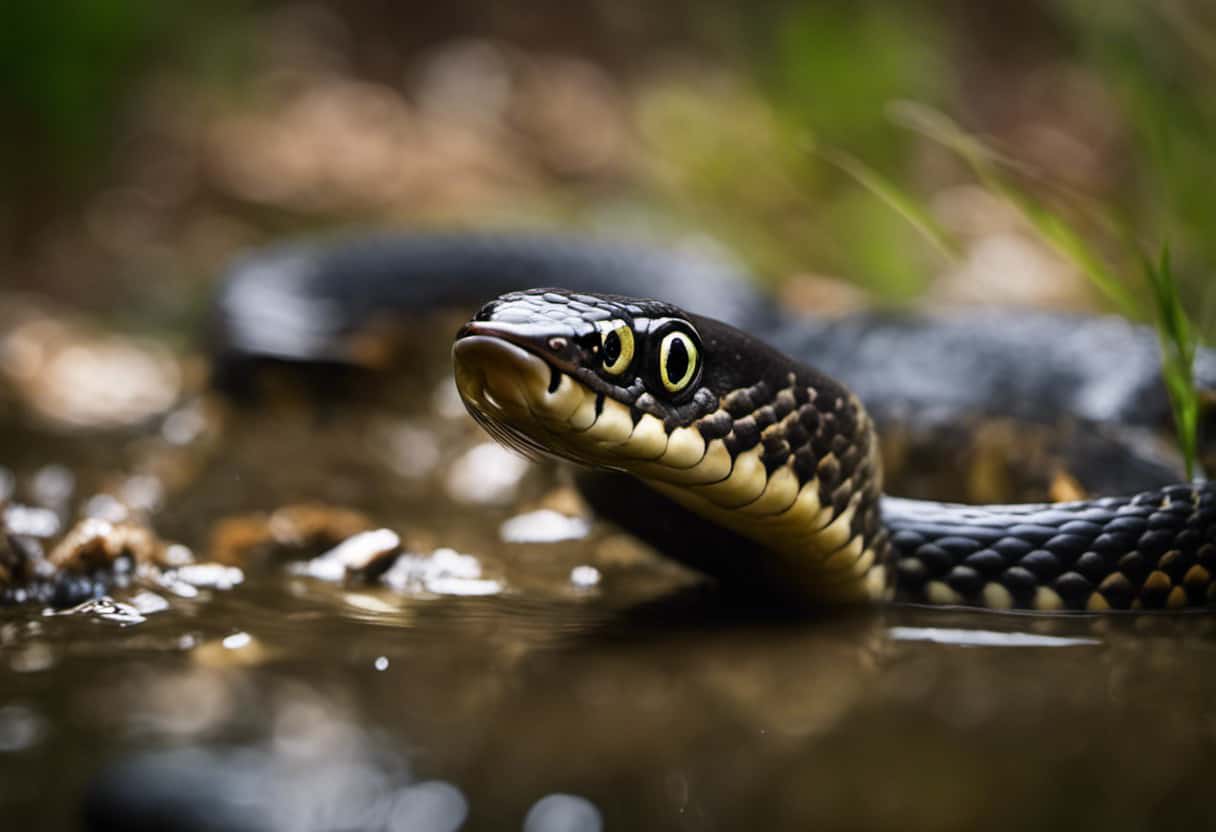 An image capturing the essence of a mud snake's hunting habits