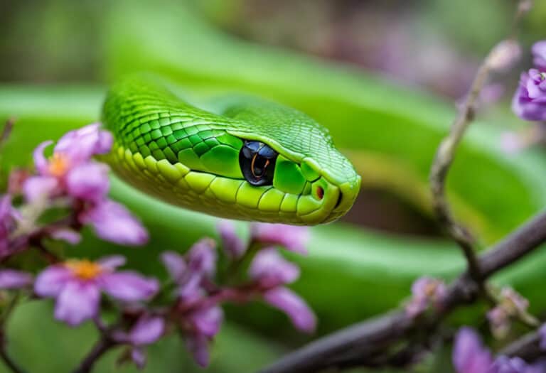 An image capturing the vibrant essence of a smooth green snake's diet