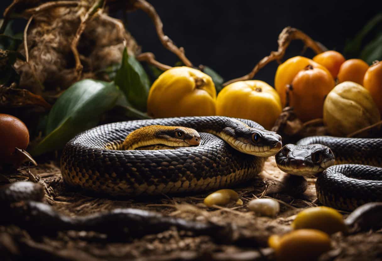 An image showcasing the diverse captive diet of large snakes