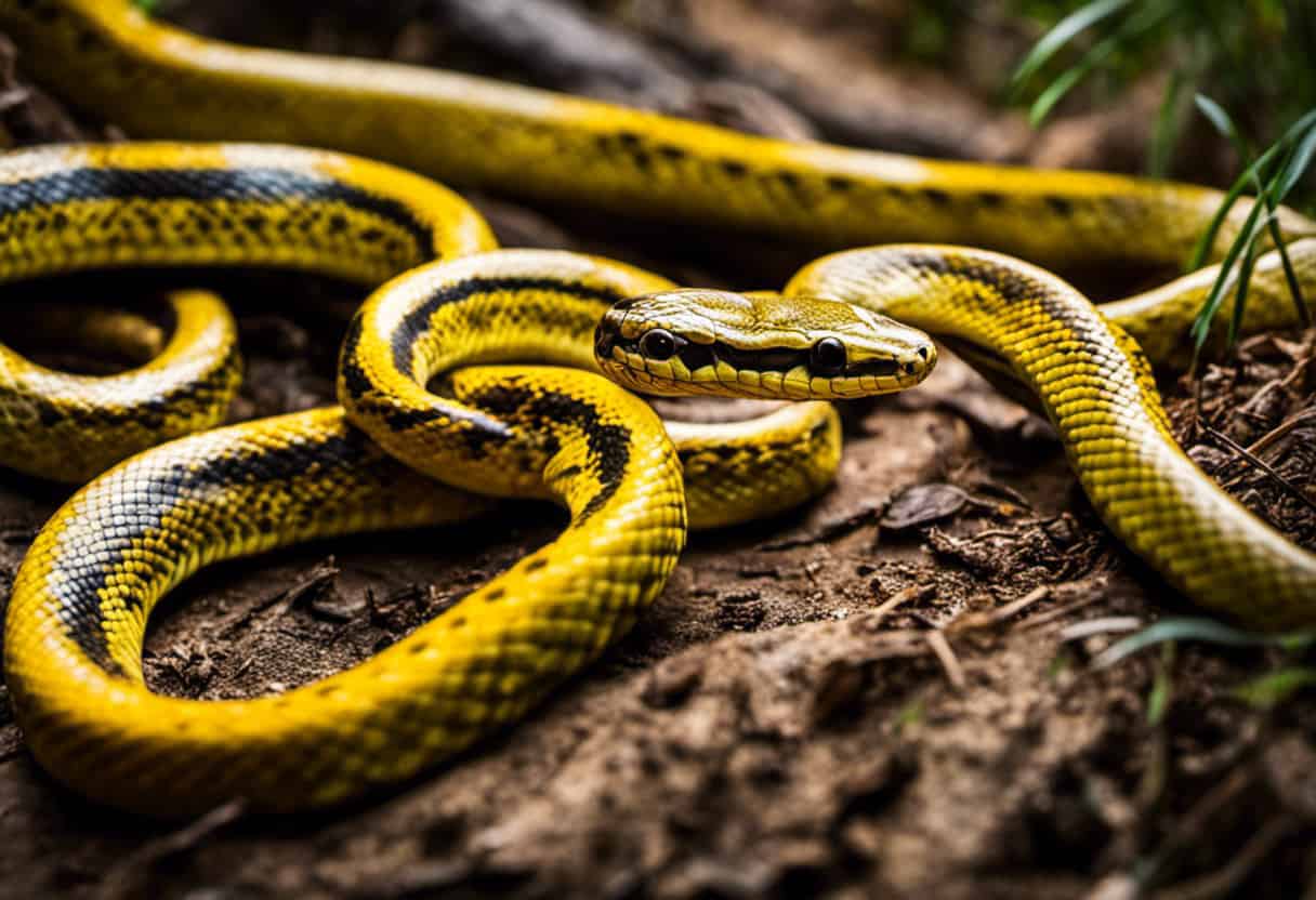An image capturing the fierce appetite of Yellow Racer Snakes