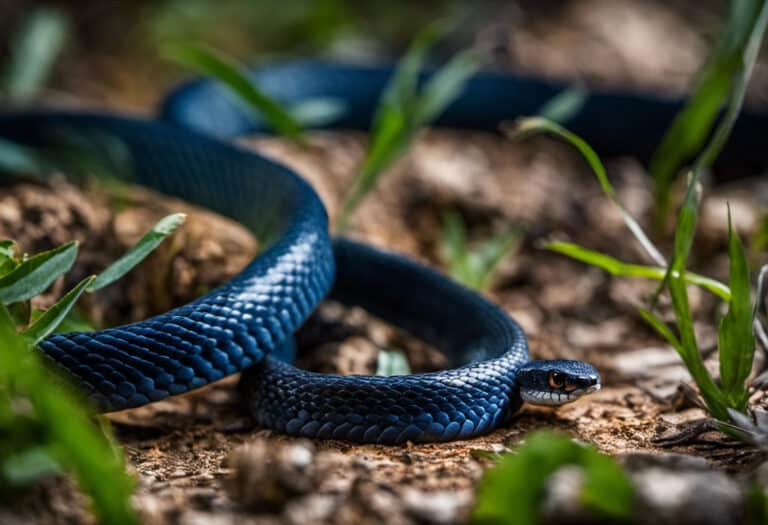 An image showcasing a fierce battle between a venomous rattlesnake and a formidable indigo snake