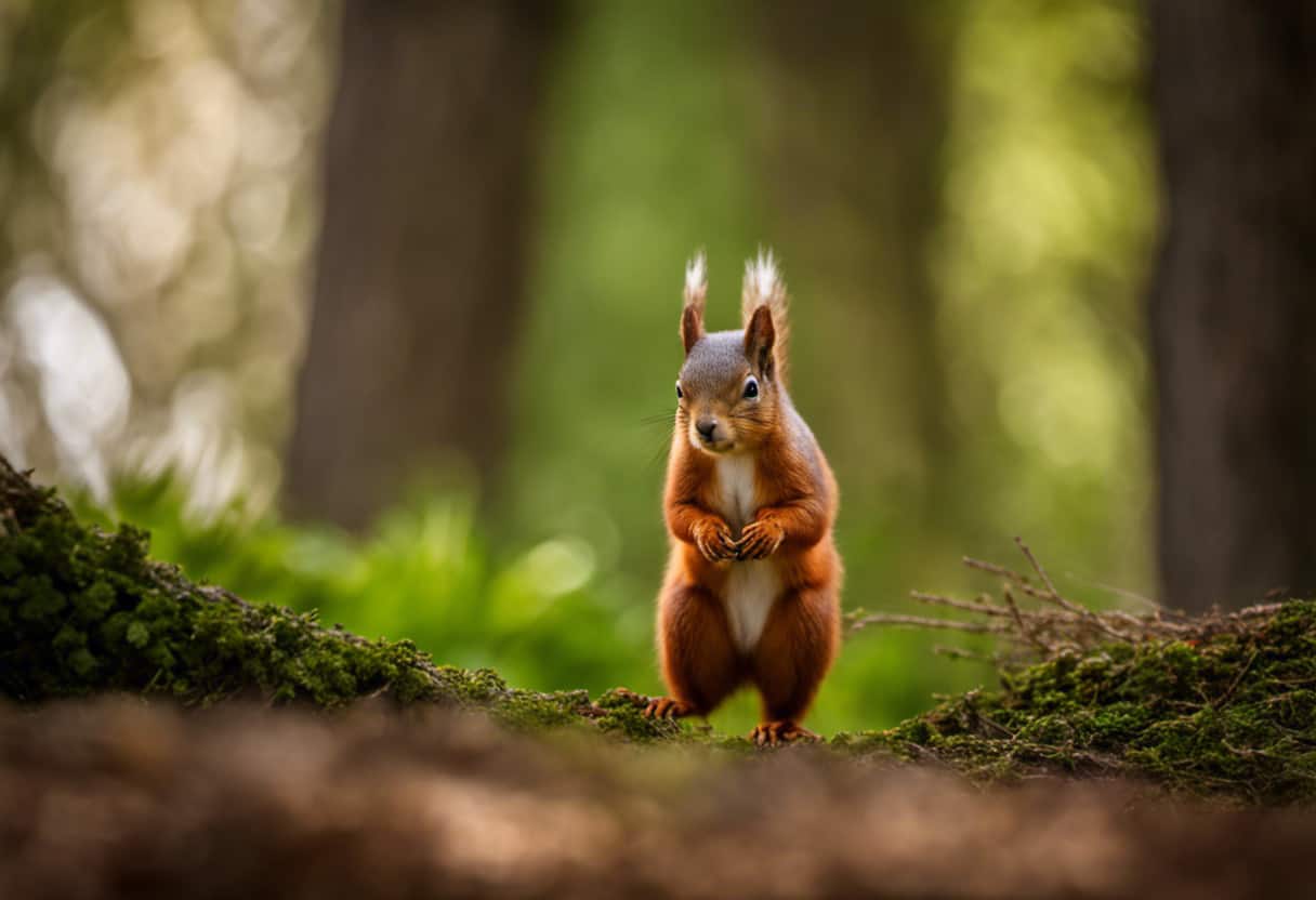 An image showcasing the vibrant American Red Squirrel in its natural habitat