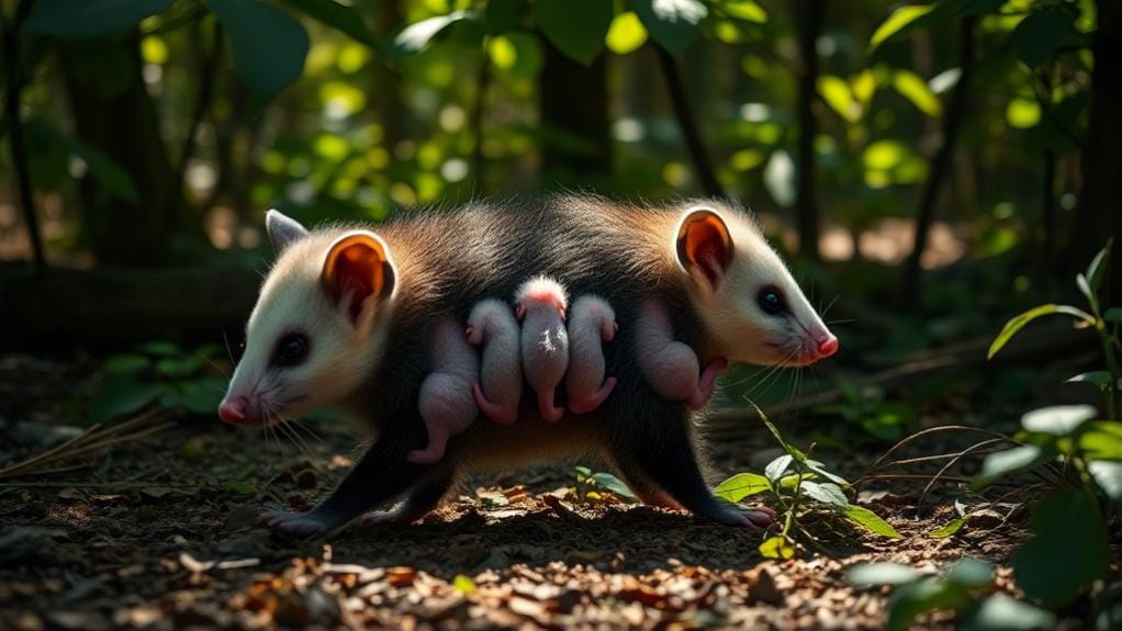 possum babies cling securely