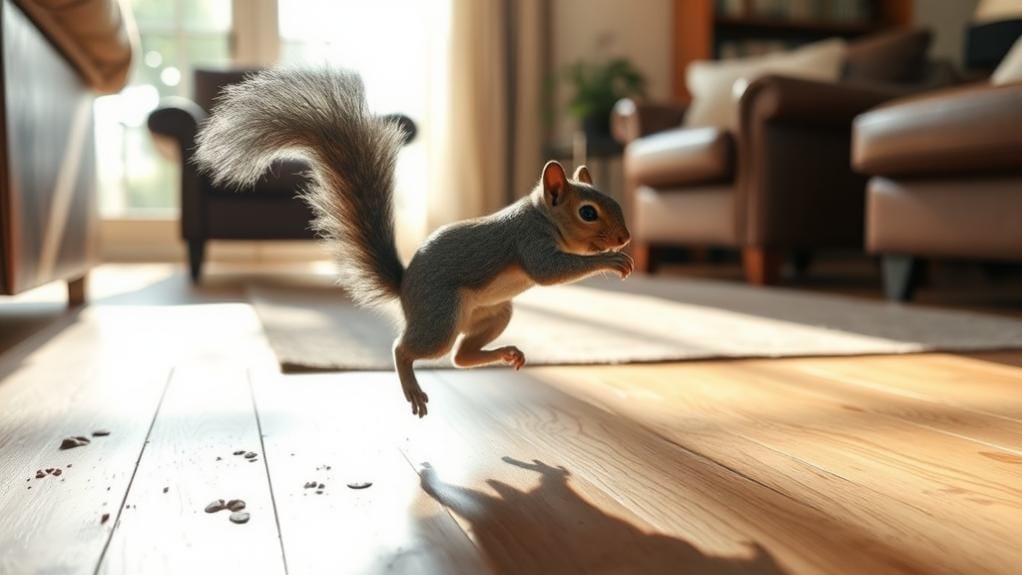 squirrels exhibit frantic escape