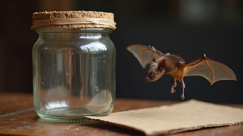 A small bat resting on a windowsill inside a home, illustrating a common wildlife encounter scenario