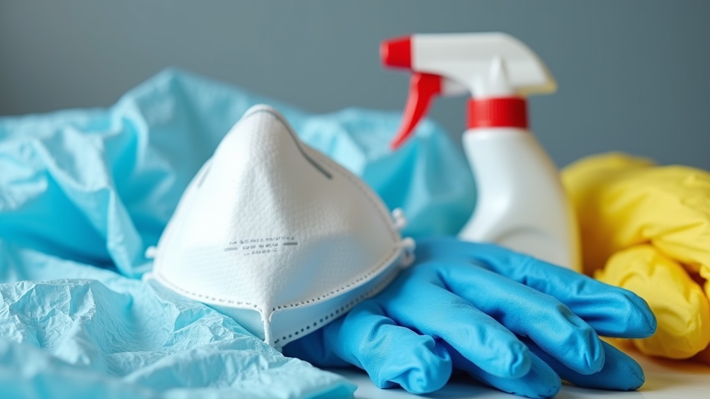How to Safely Clean Bat Guano (2026) 1 PPE equipment for bat guano cleanup: respirator, gloves, coveralls
