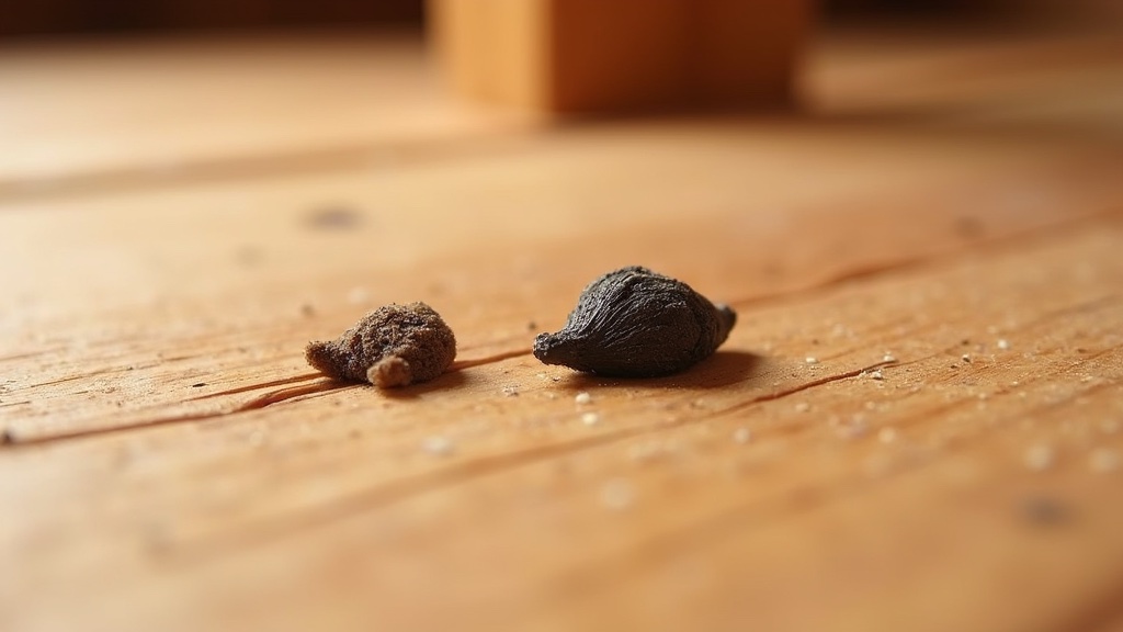 Close-up comparison of bat guano and mouse droppings