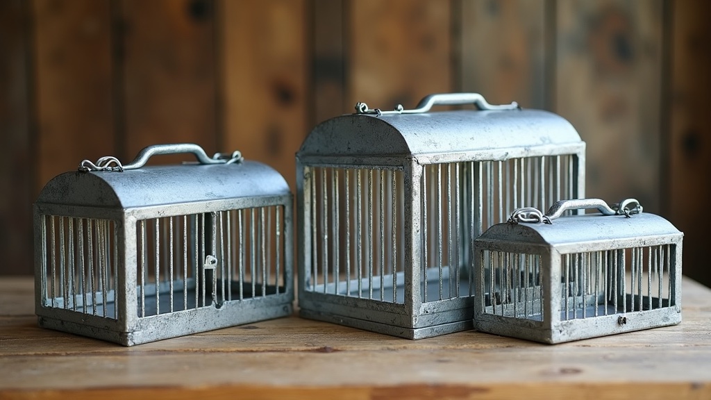 Live animal cage traps for possum control on a wooden table