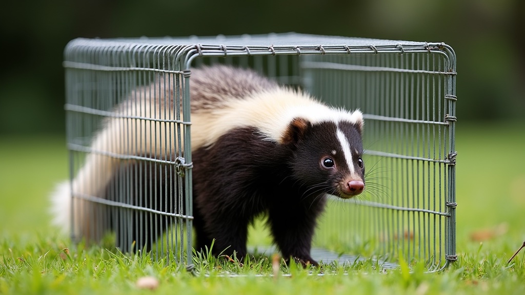 Humane skunk trap cage for safe wildlife removal