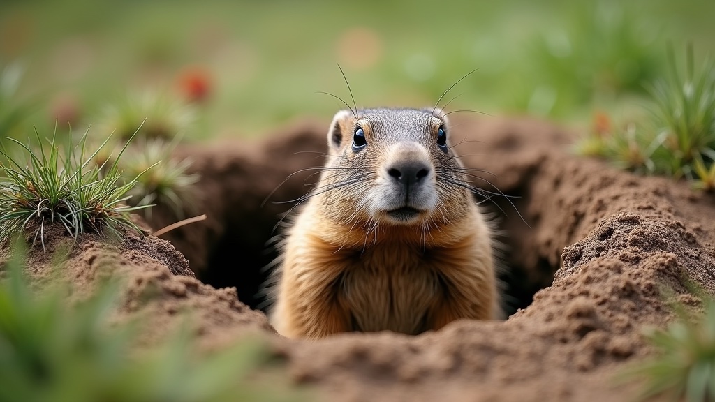 Groundhog burrow hole
