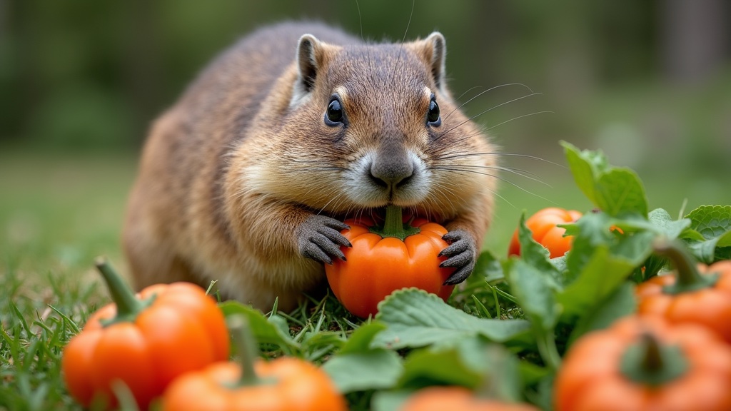 Groundhog in the Garden: Protection and Removal Guide (2026) 6 Groundhog eating vegetables