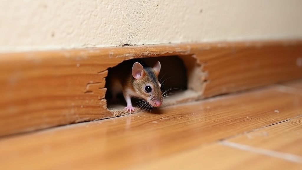 Mouse in the Wall: Signs, Removal, and Solutions Guide (2026) 7 Small gap in baseboard where mouse enters