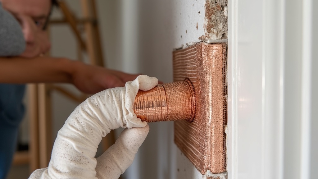 Rat and Mouse Prevention: Rodent-Proofing Your Home (2026) 5 Homeowner sealing gap with copper mesh and foam