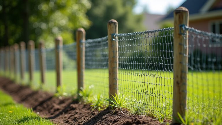 Snake-proof mesh wire fence in a backyard