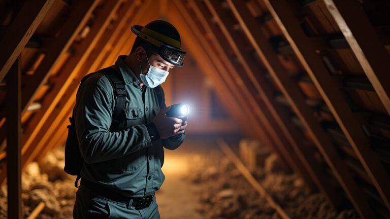 How Much Does Wildlife Removal Cost? (2026 Pricing Guide) 1 Professional wildlife control technician inspecting an attic with flashlight
